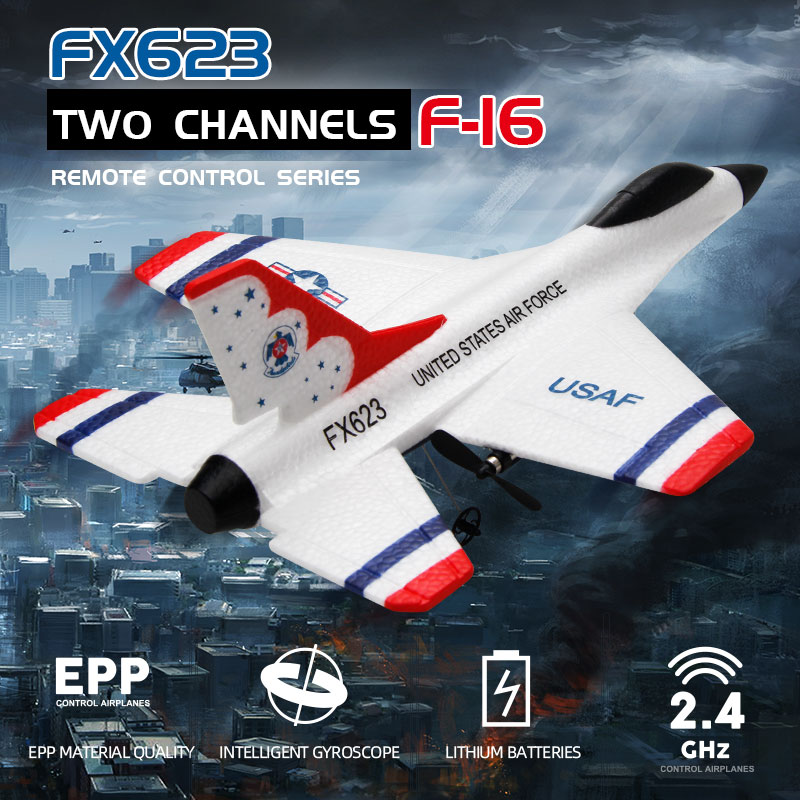 Rc Glider Foam Wing - เครื่องบินรบสองช่อง2.4กรัมเครื่องบิน F16บังคับของเล่นเด็กเครื่องบินรบมีปีกคงที่เครื่องบินโฟมร่อนโมเดลเครื่องบินบังคับระยะไกล