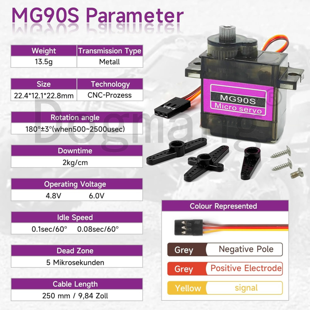 MG90S Servo 1/2/4/10/20/50 Pcs - Servo Metal Gear บทวิจารณ์และราคา